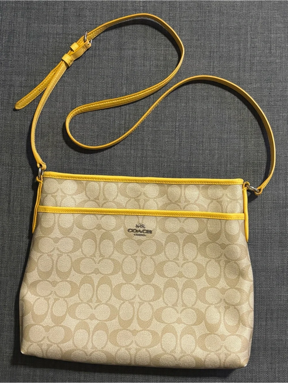 Coach Signature File Crossbody in Yellow Trim